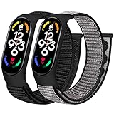 Tiptops Nylon Armbänder Kompatibel für Xiaomi Mi Band 7 6 5(NFC) 4 3 Band/Amazfit Band 5 Band, Atmungsaktiv Bequem Geflochten Verstellbar Nylon Sport Solo Loop Ersatz Armband für Mi Band 7