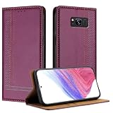 OWSIHNZBF Business-Stil Handyhülle für Samsung Galaxy S8, PU-Leder, Klappetui mit Kartenhalter, Ständer, stoßfeste TPU-Innenschale, ultradünn, schlankes Telefon (lila)