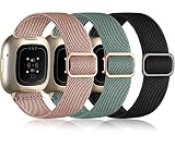 Oielai 3 Stück Armband Kompatibel mit Fitbit Versa 3 Armband/Fitbit Versa 4 Armband/Fitbit Sense 2 Armband/Sense Armband Damen Herren, Weich Elastisch Nylon Sport Ersatzband für Versa 4/Versa 3/S
