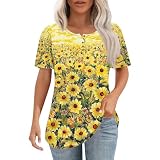 3/4 Länge Ärmel Damen Tops Dressy Damen Tops 3/4 Ärmel Damen Top und Blusen 3/4 Ärmel C Gelb XL