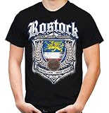 Für immer Rostock Männer und Herren T-Shirt | Sport Fussball Stadt Fan (XL, Schwarz Druck: Bunt)