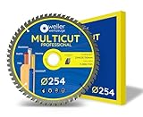WELLERWERKZEUGE | Profi MULTICUT Kreissägeblatt Sägeblatt 254x30mm + 25mm 60 Zähne für Holz Kunststoff Aluminium passend für Akku Kreissäge Tischsäge für Bosch Einhell Metab