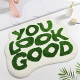 Waslary You Look Good Badematte TüRmatte Personalisiert Lustig Rug Absorbierende Badematte Waschbar Badezimmerteppich Antirutschmatte Badewanne 64x54cm, Grü