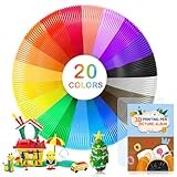 WEVOL 3D Stift PCL Filament 1,75 mm, 3D Pen Filament 20 Farben Je 5M mit 3D Stift Vorlagen, 3D Stift Farben für Kinder und Erwachsene, 3D Stift Zubehör Filament für Niedrigtemperaturstift 3D Druck