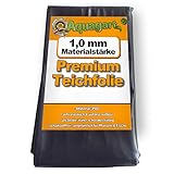 Hochwertige PVC Teichfolie 1,0mm Stärke 3m x 6m I Fisch und Pflanzenfreundlich, UV- und witterungsbeständig I Schwimmteich Folie Gartenteich Teichplane schwarz I Aquagart Garten- und Teichzubehö
