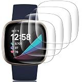 Rcokas für Schutz Fitbit Versa 4 Schutzfolie Fitbit Versa 3 Panzerglasfolie[4 Stück][Soft TPU][HD Displayschutzfolie], für Folie Fitbit Sense Displayschutz Fitbit Versa 3/4/Fitbit Sense S