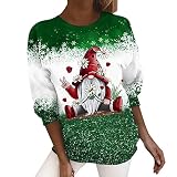Weihnachten GNOME Print Sweatshirt Lose Rundhals Lose Bluse Top Langarmshirt Günstige Langarmshirts Für Damen Online Kaufen Damen Sweatshirt Mit Rundhalsausschnitt Damen C