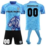 Benutzerdefiniert Fußball Trikot Kinder Personalisierte Jeder Namen Nummer Team Logo T-Shirt, Shorts und Socken Set für Junge Herren Anzug