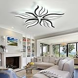 YFHKWJ Led Deckenleuchte Dimmbar 37W Schwarze/weiß Blume Modernes Design Helle Deckenleuchte 5 Licht 3000K-6500K Für Wohnzimmer Schlafzimmer Esszimmer Küche L75*H8.5CM-Black