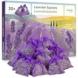 Lavendel Duftsäckchen Kleiderschrank: 20x Echter Lavendel getrocknet – Mottenschutz für Kleiderschrank – Duft für Kleiderschrank – Auto Duft und Raumduft – Schrank Duft – Inovida Lavendelsäck