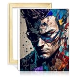 LiHEQING Malen nach Zahlen „Broken Hero“ – DIY-Malen-nach-Zahlen-Set mit 3 Pinseln und Acrylfarben – Kreativer Stil – Kunsthandwerk – OHNE Rahmen (60 x 75 cm)