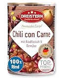 DREISTERN Chili con Carne 400g I Mit Rindfleisch & Gemüse I High-Protein-Eintopf mit hochwertigen Nährwerten I Lange Haltbarkeit & ohne zugesetzte Konservierungsstoffe I Hausmacher Q