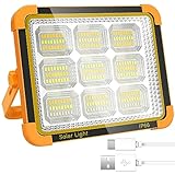 KOLLNIX 100W LED Strahler Akku - Tragbarer LED Arbeitschleucte Baustrahler Akku - Wiederaufladbarer Strahler Solar Power Bank für Camping, Werkstatt, Outdoor, Garage, Keller, N