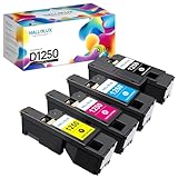 HALLOLUX 1250 Toner Kompatible für Dell 1250c 1250 Multipack Druckerpatronen für C1765nfw C1765nf C1760nw 1350cnw 1355cn 1355cnw C1760 C1765,Schwarz Cyan Gelb Magenta, 4er-Pack