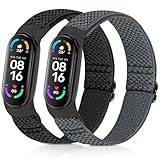enkic Elastisch Armband Kompatibel mit Xiaomi Mi Band 7/Mi Band 6/Mi Band 5/Mi Band 4/Mi Band 3/Amazfit Band 5 Armband, Verstellbares Ersatzarmbänder Nylon Loop Sport Uhrenarmband für Damen H