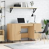 PIXZSSI Schreibtisch mit Tür Sonoma-Eiche Holzwerkstoff und Eisen 140x50x75 cm Schreibtisch Gross Work Desk Home Office Furniture Computer Schrank Bürotisch Buromöbel Schreibtisch mit S