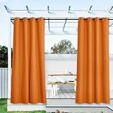 NICETOWN Vorhänge für Innen- und Außenbereich, wasserdicht, 2 Stück, rostfreie Ösen, Privatsphäre, Halloween-Dekorationen für Pool, Pergola, Arbor0 (Orange, B 55 x L 108)