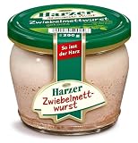 Keunecke Harzer Zwiebelmettwurst 200 g – Pikante Kochwurst aus magerem Schweinefleisch & frischen Zwiebeln – Deftiger Brotaufstrich für rustikale Kü