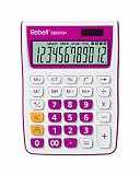 Rebell RE-SDC912PK Tischrechner SDC912, 12-stelliger Tischrechner für Büro und Zuhause, Dualbetrieb, pink