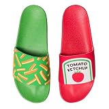 Dedoles Badeschuhe viele lustige Designs Bücher Kaffee Katze Party Pizza Dackel Fuchs Panda Delfin Geschenk, Farbe: Pommes mit Ketchup, Gr.: 41 EU