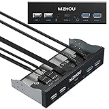 MZHOU USB2.0+3.0 Metall Frontpanel,5,25-Zoll 19Pin Front Panel Adapte,4 USB 3.0 Ports Hub & (1HD Audio Port/1TPY-C-Schnittstelle/1Mikrofoneingang)