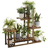 Yaheetech Pflanzentreppe 6 Ebenen Blumenregal Blumenbank Holz Regal Blumentreppe Balkon Draußen Gartenregal Leiterregal Pflanzenregal 97 x 96 x 25