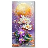 Malen Nach Zahlen Lotus Mond, Malen Nach Zahlen, DIY Faltenfreie Leinwand, Kreativ set für Erwachsene, Mit Pinseln und Hochwertige Acrylfarbe, Zimmer Deko Geschenke für Frauen 70x140cm s0h-323