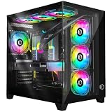 EMPIRE GAMING - (2024 Neu) Gamer PC-Gehäuse CM-242 – ARGB Medium Tower ATX, Micro-ATX und ITX – 7 Lüfter 120 mm 3 Pins 5 V LED RGB Adressierbar – MB Sync – Mid Tower Schw
