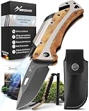 BERGKVIST® K30 Plus 5-in-1 Klappmesser (Zweihandmesser) - Outdoor Taschenmesser mit Glasbrecher, Gurtschneider, Feuerstahl & Taschenlampe - Mitführen in Deutschland erlaub