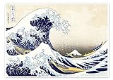 Die große Welle vor Kanagawa II Poster von Katsushika Hokusai Wandbilder für jeden Raum 40 x 30 cm Blau Asiatische Kunst Wanddek
