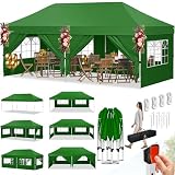KESSER® Pavillon Faltpavillon 6x3m Festzelt mit 6 abnehmbaren Seitenwänden | Gartenzelt Höhenverstellbar & Wasserdicht + Tasche Bodenanker | Pop-Up Klicksystem UV-Schutz 50+ Partyzelt Grü