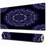 FEHWI Mauspad 80×30 cm Verlängertes großes Mauspad Schreibtischauflage,Barockes Ornament Damastmuster im Barockstil,genähte Kanten Gaming Mauspad,rutschfeste Gummib
