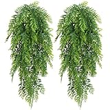KOSHIFU 2 PCS Künstliche Hängepflanze Deko Kunstpflanzen Hängend Künstlich Pflanzen Grünpflanzen Lang Hänge Plastik Pflanzen für Innen Draußen Balkon Wand Frühling Dek
