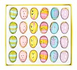 Iden Basic - Ostereier zum Aufhängen, 24 Stück in 6 Designs, je ca. 2 cm, Osterdeko aus H