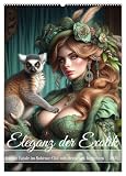 Eleganz der Exotik - Femme Fatale im Bohème-Chic mit tierischen Begleitern (Wandkalender 2025 DIN A2 hoch), CALVENDO Monatsk