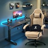 Dowinx Gaming-Stuhl mit Taschenfederkissen, ergonomischer Computerstuhl, Bürostuhl mit Kopfstütze, PU-Leder, Spielstuhl mit Lendenwirbelstütze, 159 kg, Schwarz und G