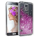EAZY CASE Hülle kompatibel mit Samsung Galaxy S5/LTE+/Duos/Neo Schutzhülle mit Flüssig-Glitzer, Handyhülle, Schutzhülle, Back Cover mit Glitter Flüssigkeit, aus Silikon, Transparent/Durchsichtig, L