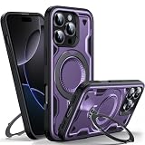 WYUIC für iPhone 16 Pro 6.3 Zoll Hülle mit Rotiertem Ring-Ständer, Militärnorm Schutzhülle Stoßfest Kratzfeste 10 Fuß Drop-Test Mehrschichtiger Schutz Handyhülle, L