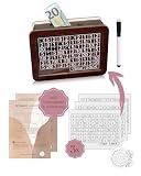 BeginnerBudget® - Spardose aus Holz mit Zahlen zum ankreuzen - 500€/1.000€/5.000€ (3-in-1) & Folienstift - Wiederverwendbare Sparbox mit 3 austauschbarem Sparziel | Geld Sparschw