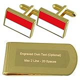 Select Gifts Indonesien Flagge Gold-Manschettenknöpfe Geldscheinklammer Gravur Geschenk