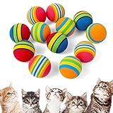 cobee Rainbow Cat Toy Ball, 12 Stück Großes Katzenspielzeug 3,5 cm Interaktives Katzenspielzeug Ball Kätzchen Spielen Sport Chase Training Spielzeugb