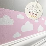 lovely label Bordüre selbstklebend WOLKE ROSA - Wandbordüre Kinderzimmer Babyzimmer mit Wolken - Wandtattoo Schlafzimmer Mädchen – Wanddeko Baby