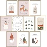 BIROYAL Weihnachtskarten mit Umschlag Set 10 Stück - A6 Klappkarten Weihnachten - Karte Weihnachten - Christmas Card - Klappkarten Weihnachtsgrußkarten für Familie, F
