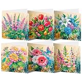 ycyingcheng Diamant Malerei Grußkarte, DIY Diamant Kit Geburtstag Schmetterling Blume Fee Grußkarte, Diamant Malerei Strass Kits für Weihnachten Muttertag, 6PCS (Flower A)