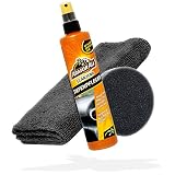 detailmate Auto Cockpitpflege Set: Armor All Kunststoff Tiefenpfleger glänzend 300ml Microfasertuch Premium 320GSM Applikatorpad Ø90mm | Kunststoffpflege Auto I