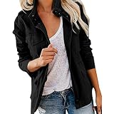 Hauetro Bluson-Damen Jacke Sommer Damenjacken Frühjahr Jacken für Sweatjacke Leichte Zipper Fliegerjacke Oversize Womens Langarm Sommerjacke Sommermantel Leicht Dünne Herbstjacke Schw