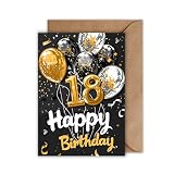 WBdesignz 18 Geburtstag Karte mit Umschlag - Elegante Geburtstagskarte “18 Happy Birthday” Glückwunschkarte Stilvolle Geschenkkarte zum 18. Geburtstag Happy Birthday Karte (DIN A6)