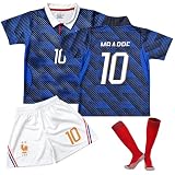 Oirigaga Fussball Trikot Kinder Set, WM 2026 Heim Nr.10 Trikot für Jungen und Mädchen von 10-11 Jahren, Atmungsaktives, Schnelltrocknendes Fußball-Trainingstrikot mit Kurzarm Shorts Socken, Blau Weiß