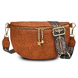 CWENDANER Vegane Umhängetasche aus PU-Leder Hüfttasche und Hobo Tasche, Verstellbarer bunter Bestickter Schultergurt,Geburtstagsgeschenk für F