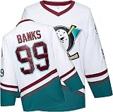 Mighty Ducks Jersey Movie Eishockey Trikot S-XXXL Charlie Conway #96 Adam Banks #99 90S Hip Hop Kleidung für Party, 99#WEISS,
